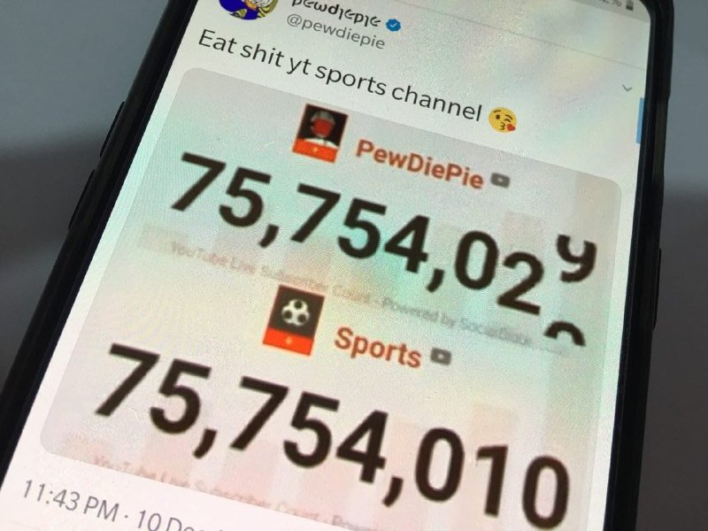 Another controversy as PewDiePie overtakes YouTube Sports in subscribers