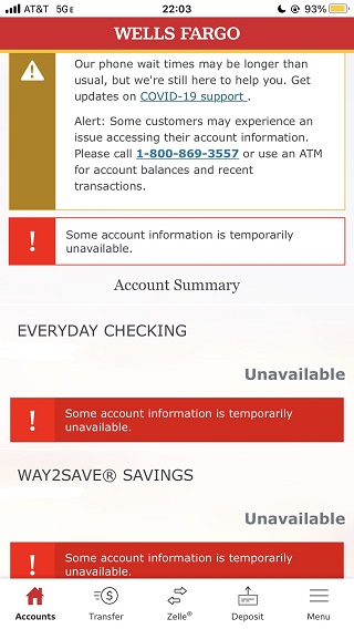 Wells Fargo app website not working