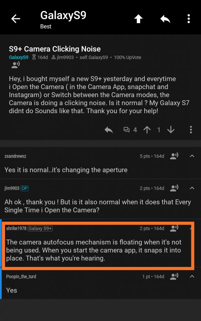galaxy_s9_camera_clicking_noise_samsung_reddit_answer