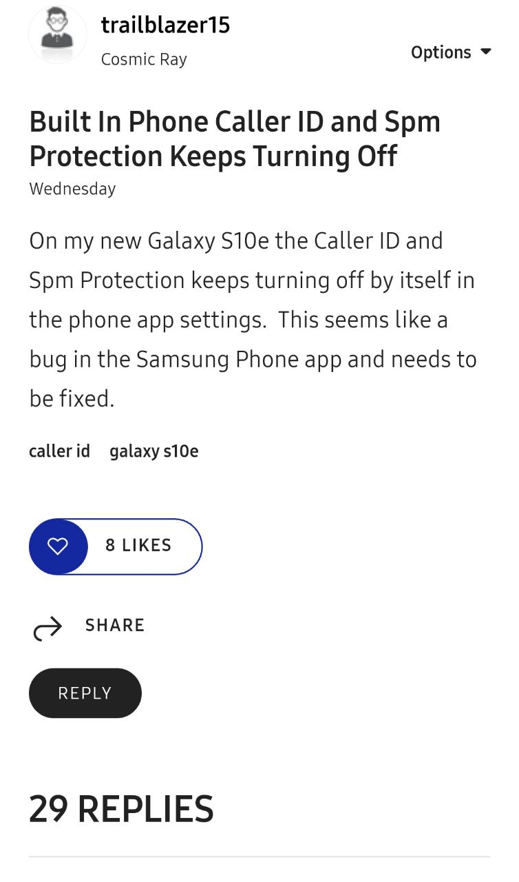 aware] Samsung Galaxy S10 settings turning off / on