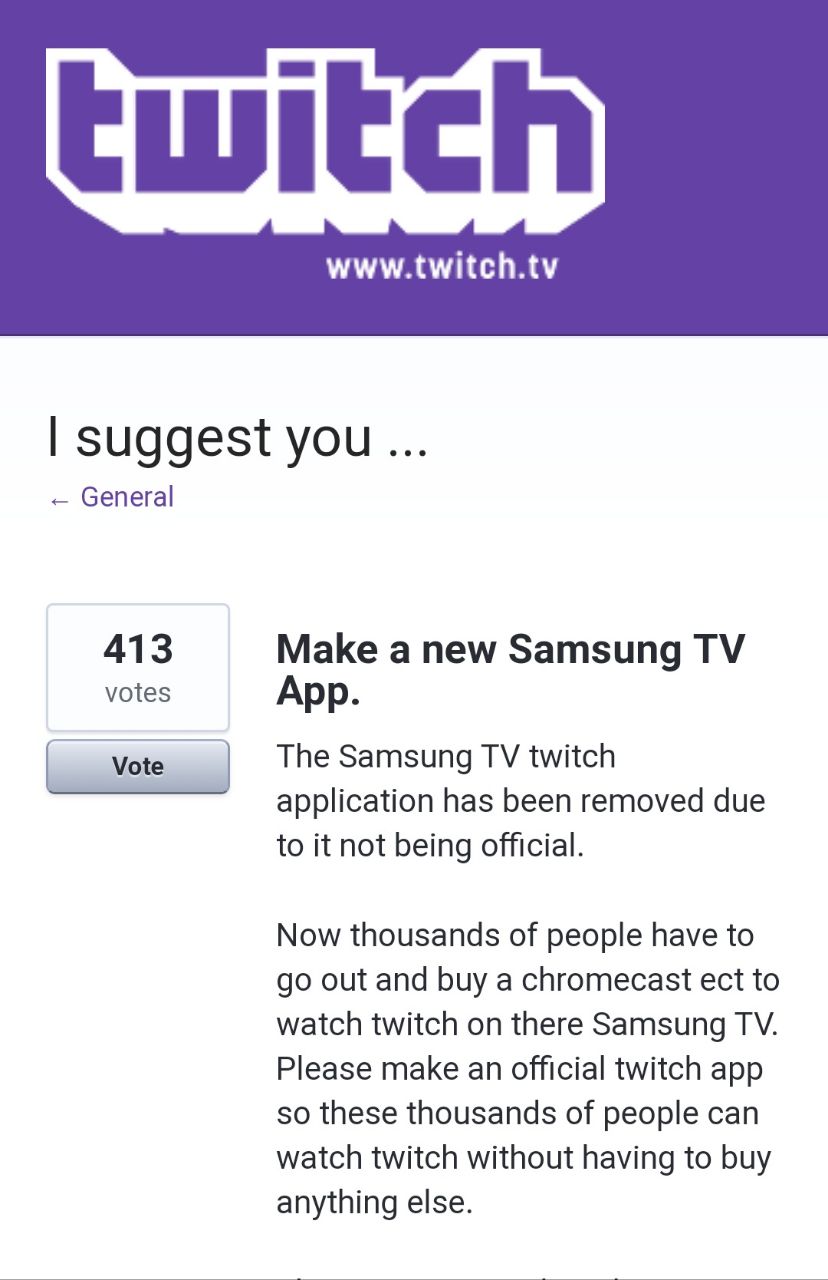 Twitch app removed from Samsung TVs, here're some ...