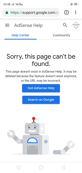Google-Adsense-page doesn't exist
