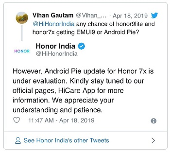 Honor-7X-pie-update-tweet2