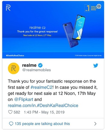 Realme-c2-second-sale-tweet