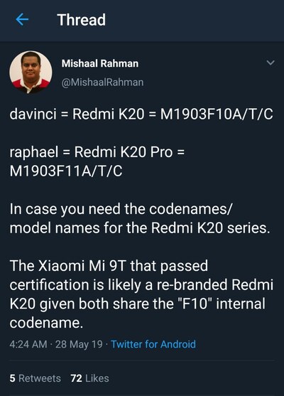 redmi_k20_series_model_number_mishaal_tweet