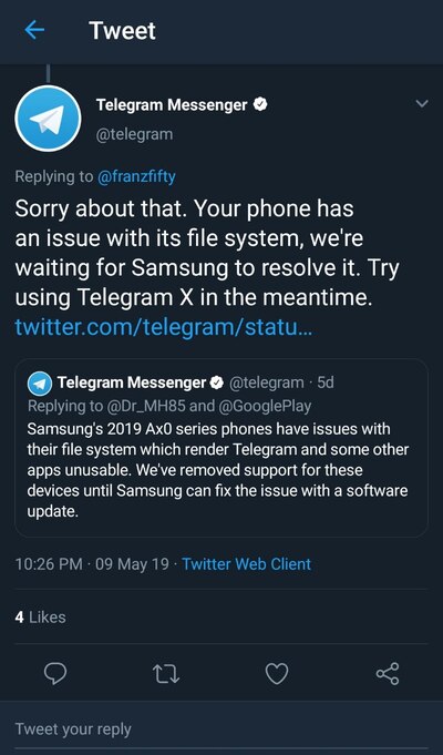 samsung_a_2019_telegram_tweet_statement