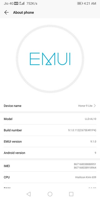 Honor9lite-EMUI9-pie-update