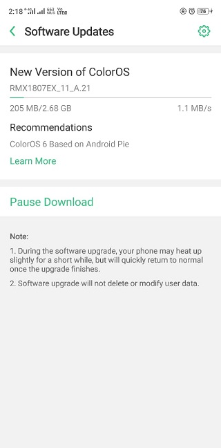Realme-2pro-color-os-pie-update-second-after-bootloops