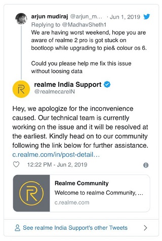 Realme2pro-bootloops-issue-acknowledged-realme-support-india-twitter