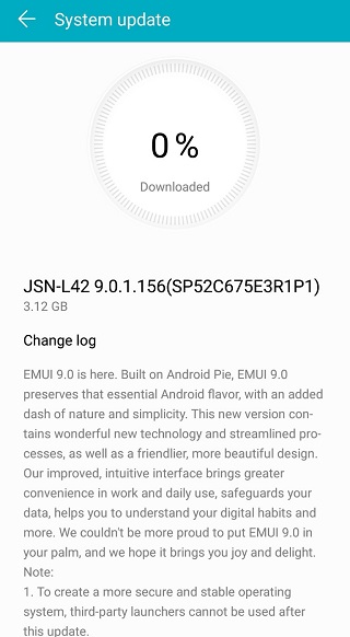 Honor8X-EMUI9.0-update-changelog