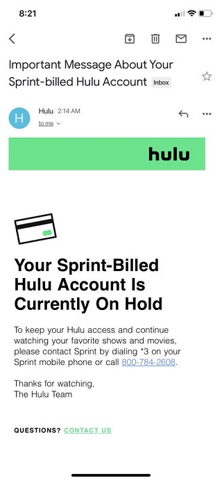 Sprint-hulu-billing-bug