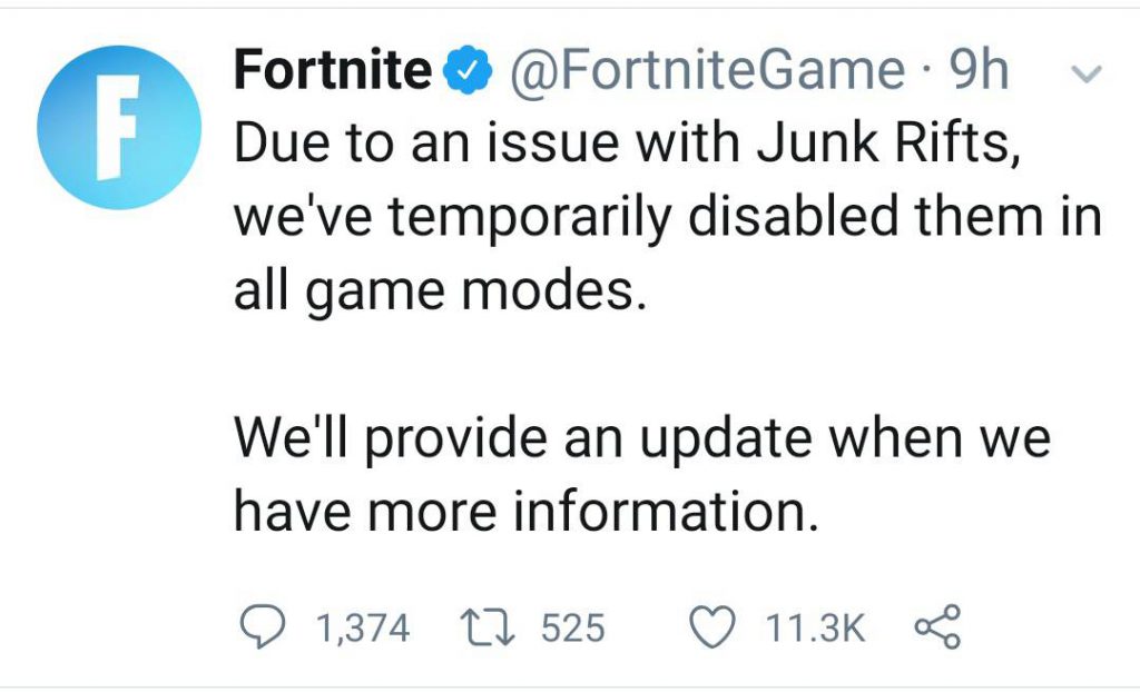 Epic Games disabled Fortnite Junk Rift in all game modes - PiunikaWeb