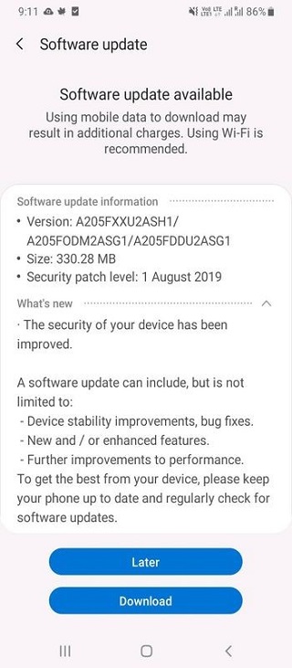 SamsungA20-August-update