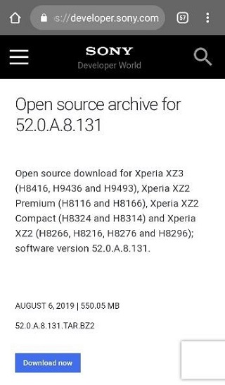 XperiaXZ23-august-update-source-code