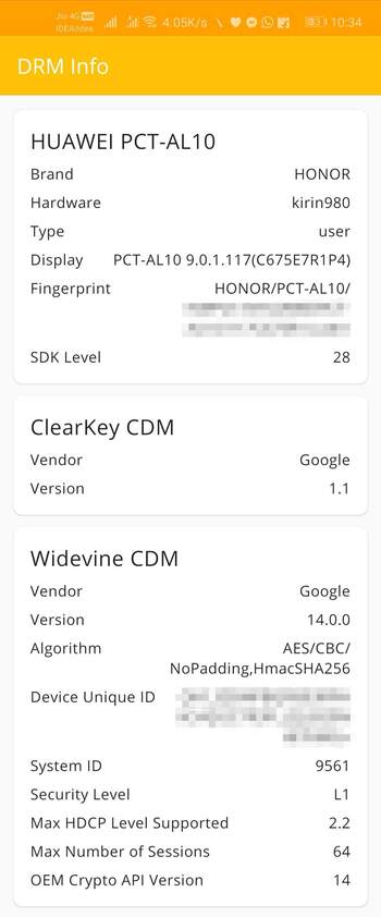honor_view_20_drm_info_widevine_l1