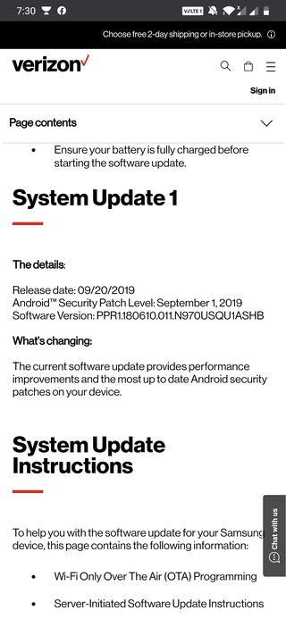 Note 10 Verizon September update 