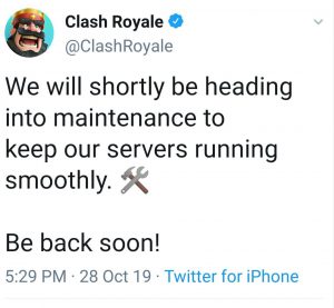 Clash Royale Maintainance