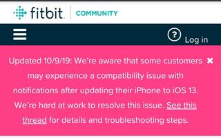 Fitbit notification issue acknowledged