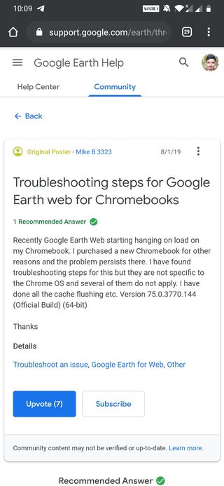 Google Earth Web chromebook glitch