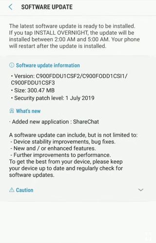 Samsung Galaxy C9 Pro July update