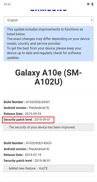 Sprint-Galaxy-A10e-Sep-update