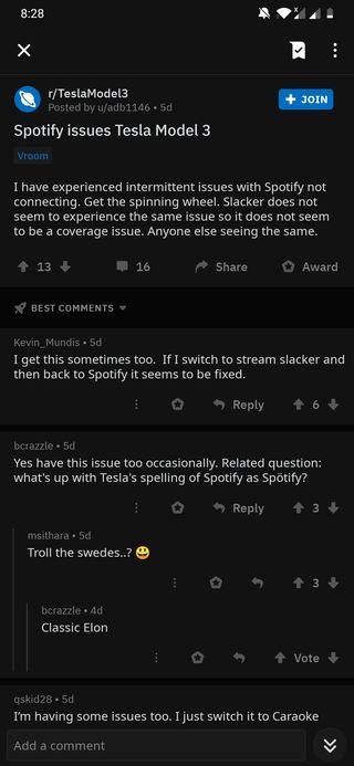 Tesla spotify issues reddit