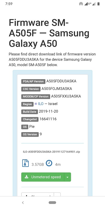 Galaxy A50 November update