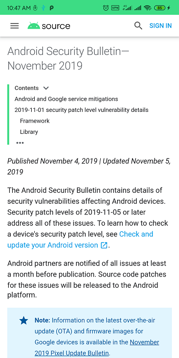 Android Security Bulletin—November 2019