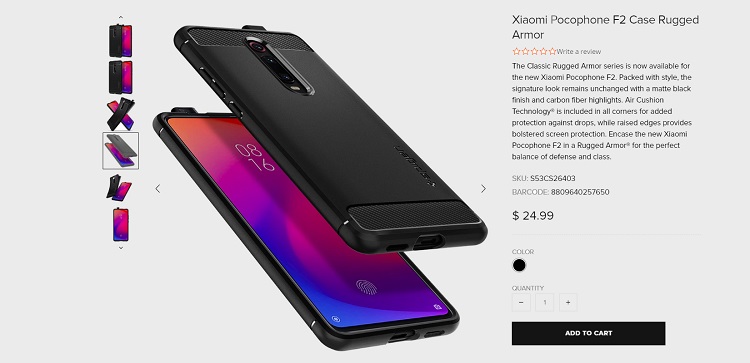 Poco F2/Pocophone F2 case listed by Spigen hints at a possible comeback
