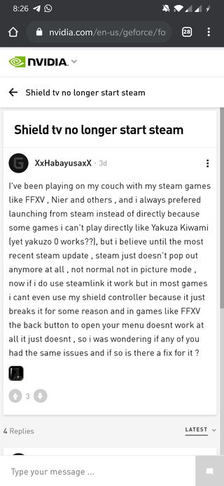 NVIDIA Shield Steam games not working