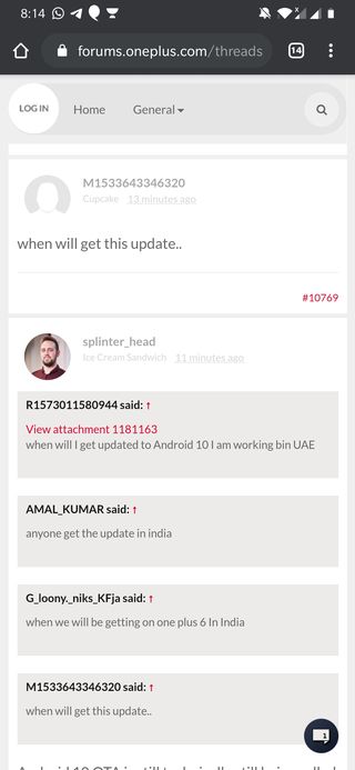 OnePlus 6-6T android 10 update delayed