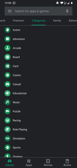 game android categories