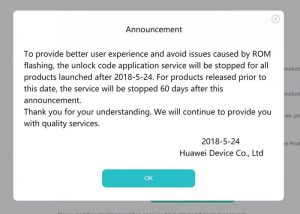 huawei bootloader unlock announcement