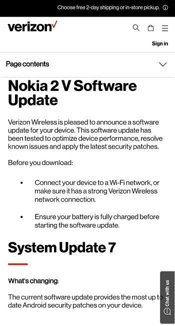 Nokia 2 V Security Update