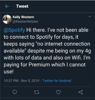 spotify no internet available twitter