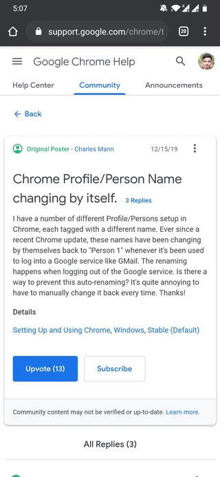 Chrome profile-people name