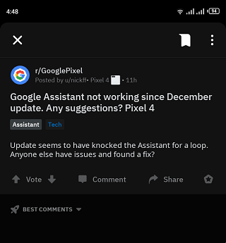 Google-Assistant-issues-on-Pixel-4