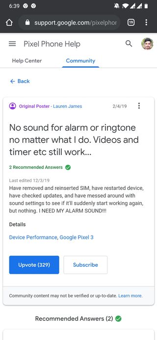 Google Pixel alarm issue