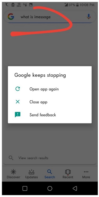 Google-app-crashing-issue