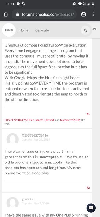OnePlus forum compass trouble