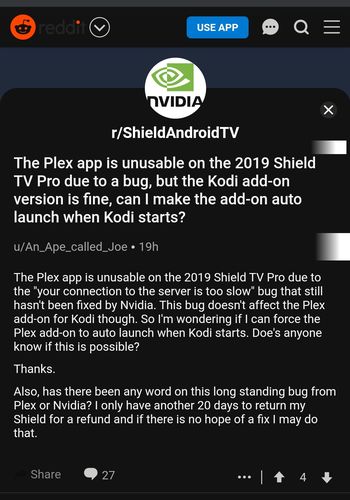 Plex NVIDIA Shield TV connection issue