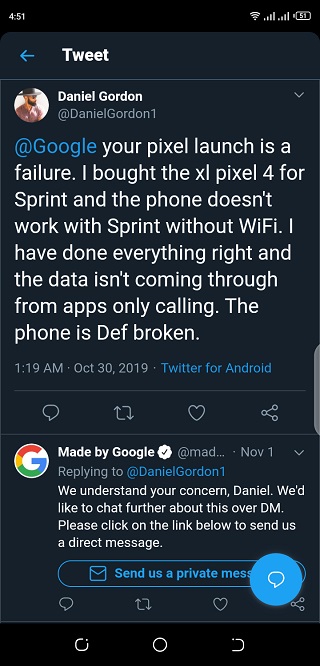 Sprint-Google-Pixel-4-LTE-data-issue