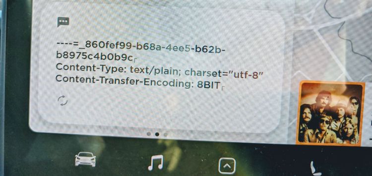 RCS messages rendering as gibberish texts on Tesla even after Holiday software update