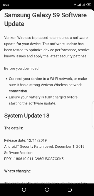 Verizon-Galaxy-S9-December-update