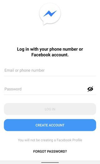 messenger lite without phone number
