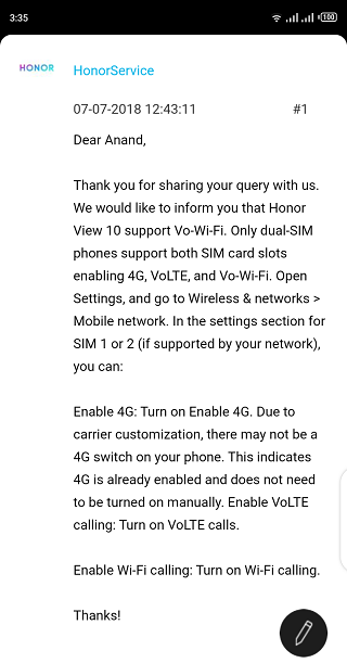 Honor-View-10-VoWiFi-calling-feature