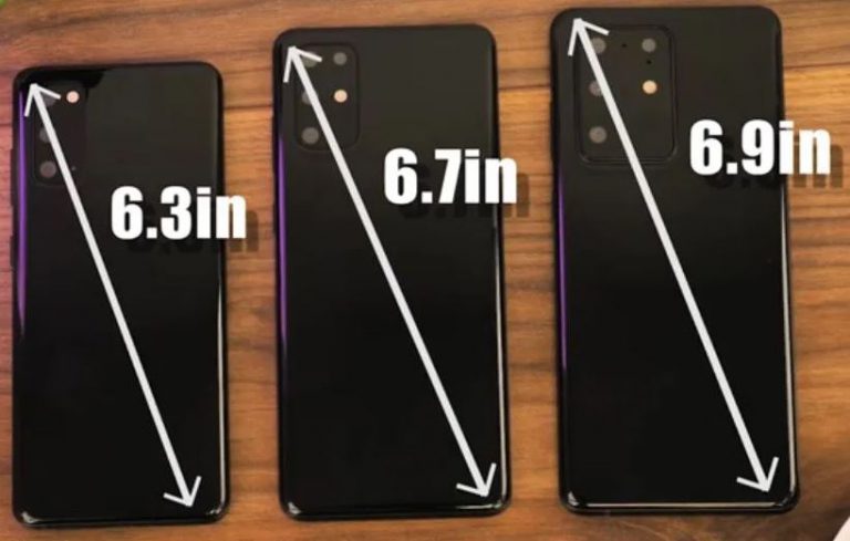 samsung s20 dimensions inches