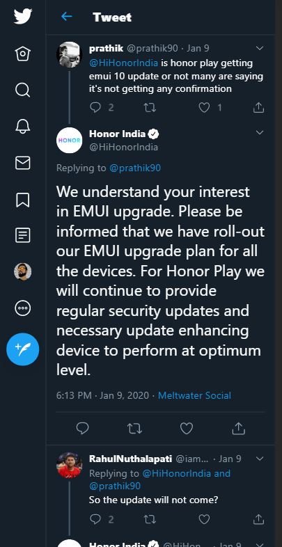 honor play not getting emui 10