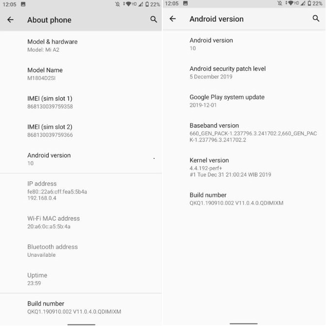 mi a2 android 10 update
