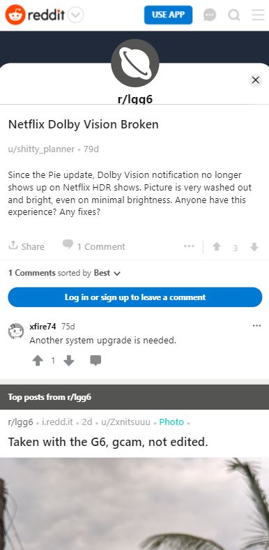 netlflix hdr not supported on lg g6